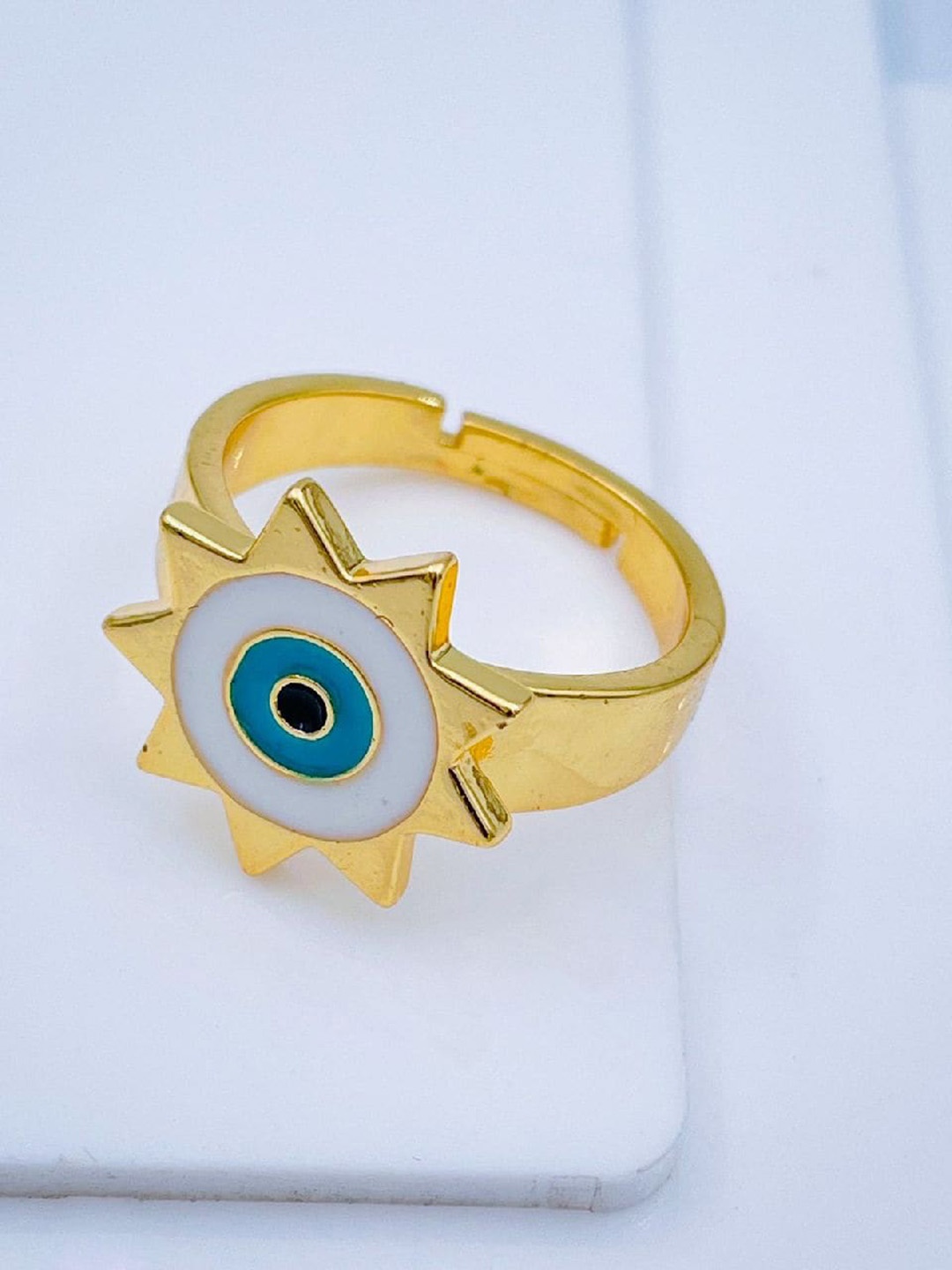 

ZIVOM Gold-Plated Evil Eye Ring, White