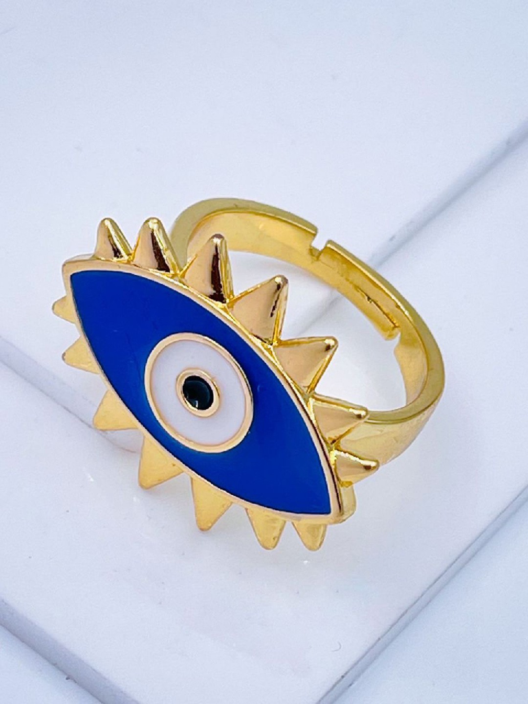 

ZIVOM Gold-Plated Evil Eye Finger Ring, Blue