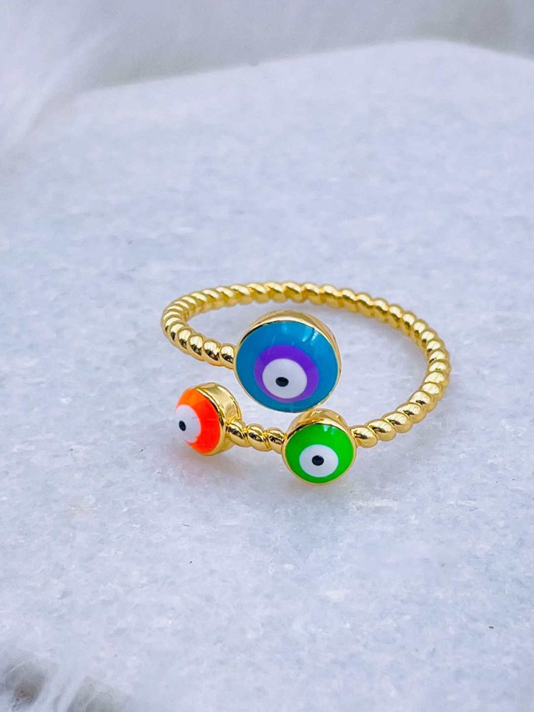 

ZIVOM Gold-Plated Evil Eye Adjustable Finger Ring