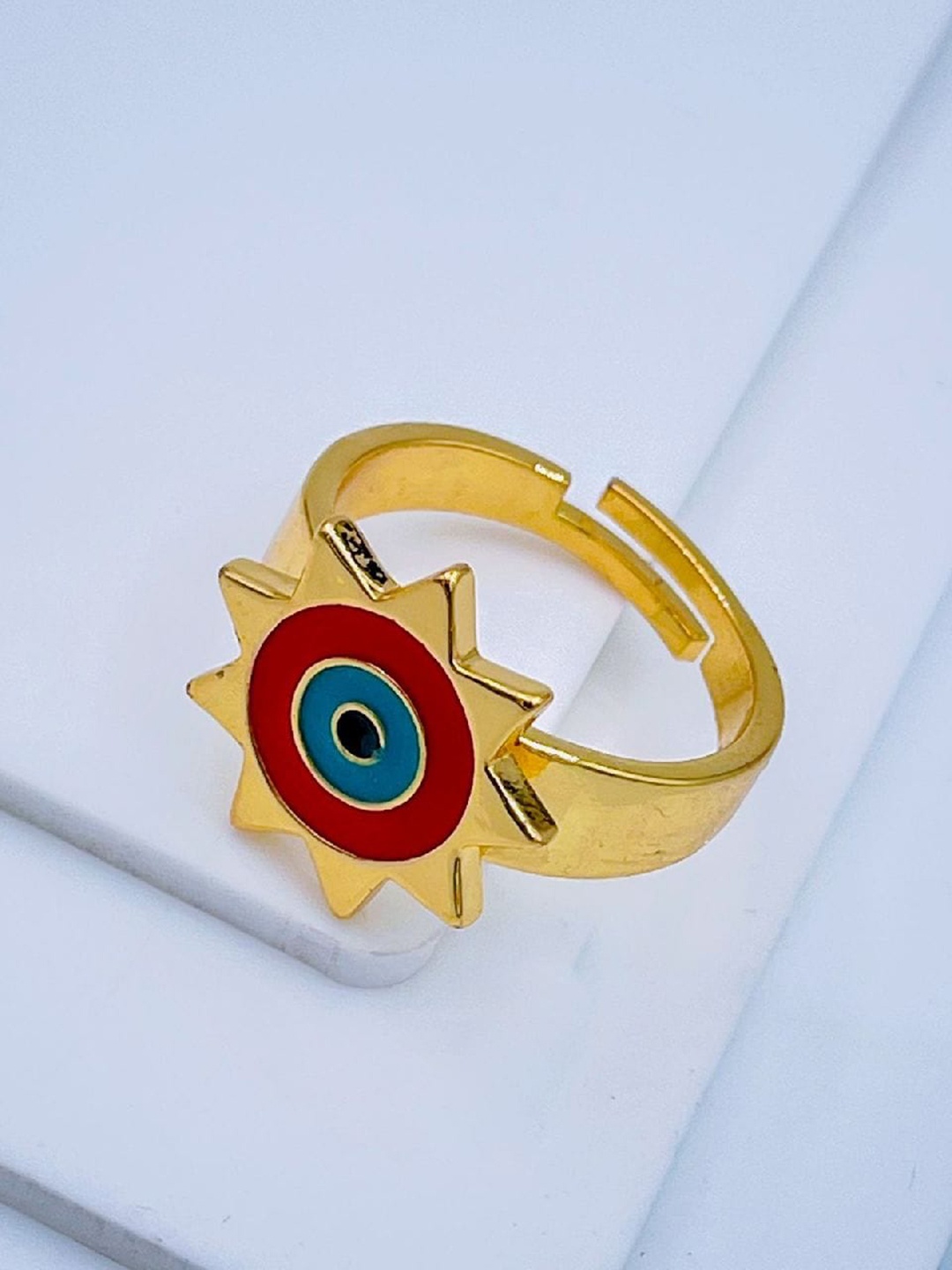 

ZIVOM Gold-Plated Evil Eye Adjustable Finger Ring