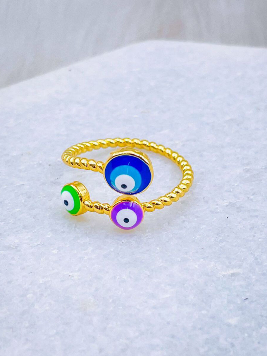 

ZIVOM Gold-Plated Stone-Studded Designed Adjustable Finger Ring