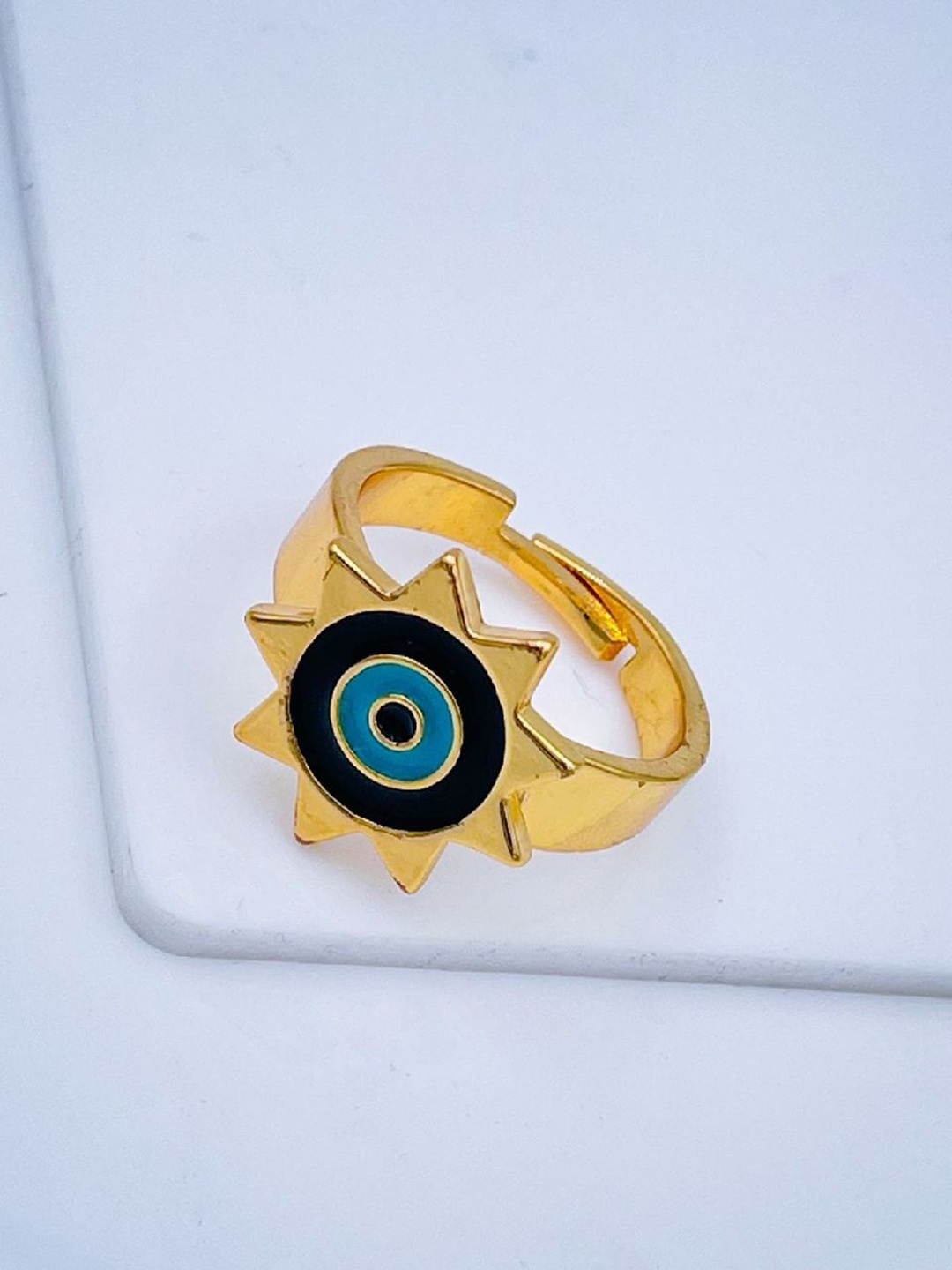 

ZIVOM Gold-Plated Evil Eye Finger Ring, Black