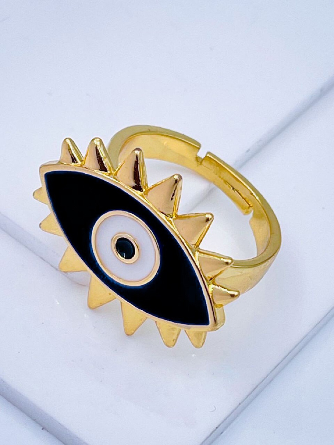 

ZIVOM Gold-Plated Evil Eye Adjustable Finger Ring