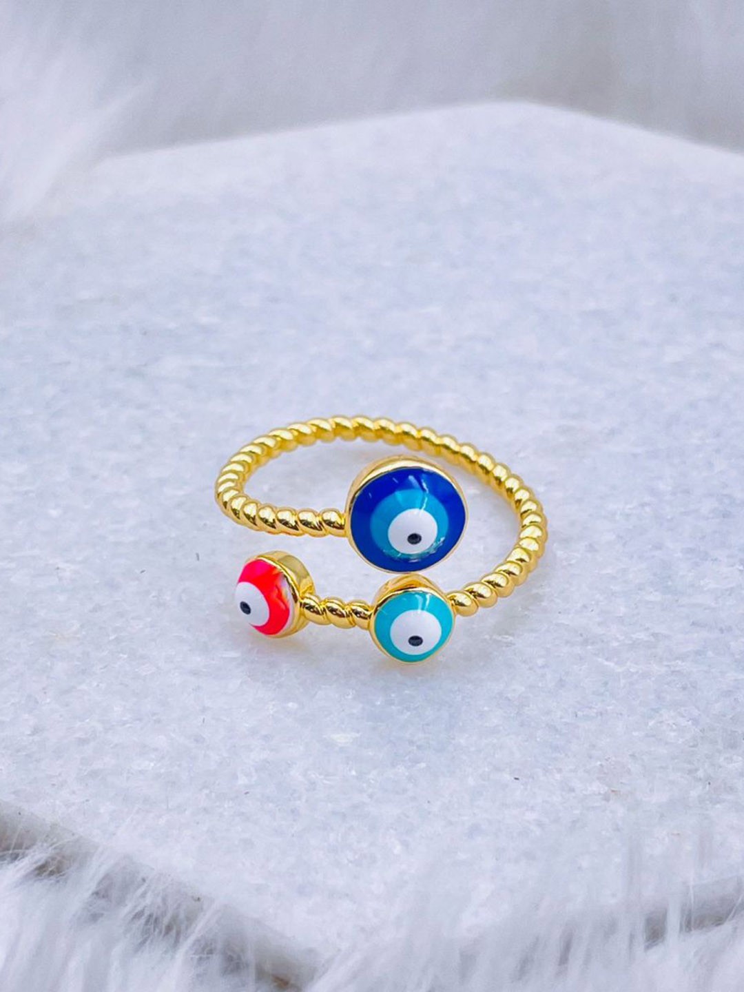 

ZIVOM Gold-Plated Stone-Studded Adjustable Finger Ring