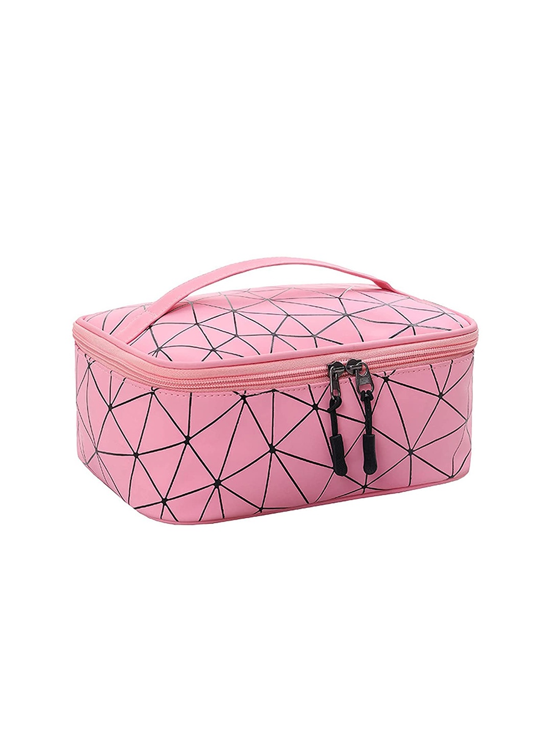 

Awestuffs Diamond Print Travel Cosmetic Pouch, Pink