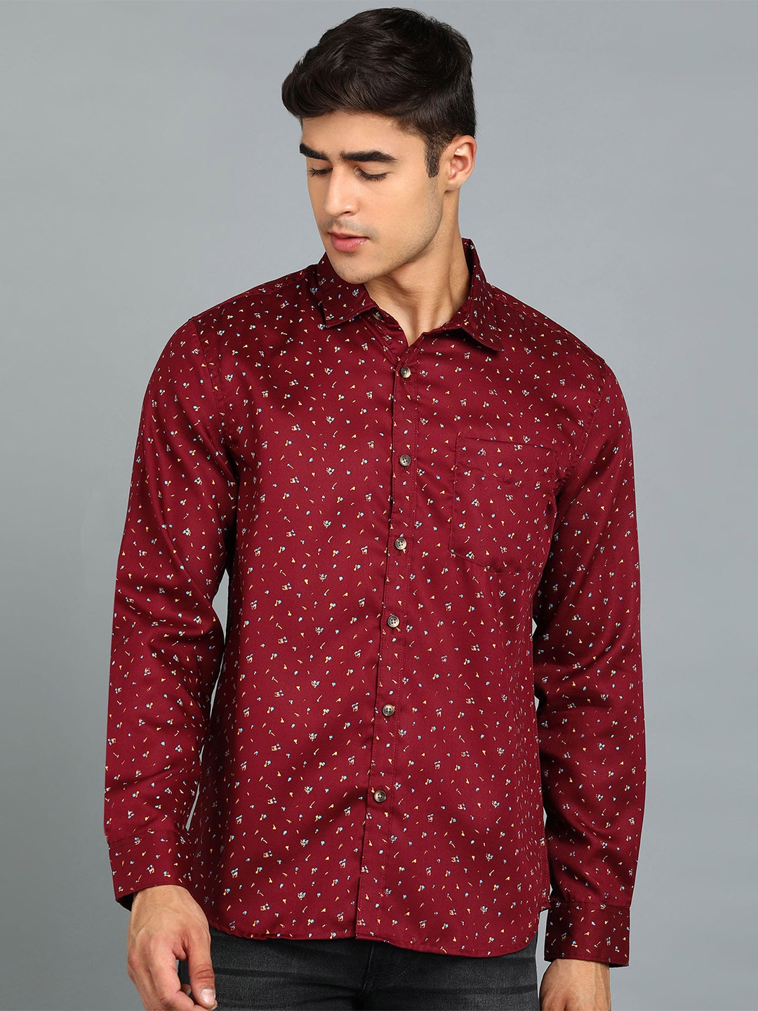 

Urbano Fashion Floral Printed Pure Cotton Shirt, Maroon