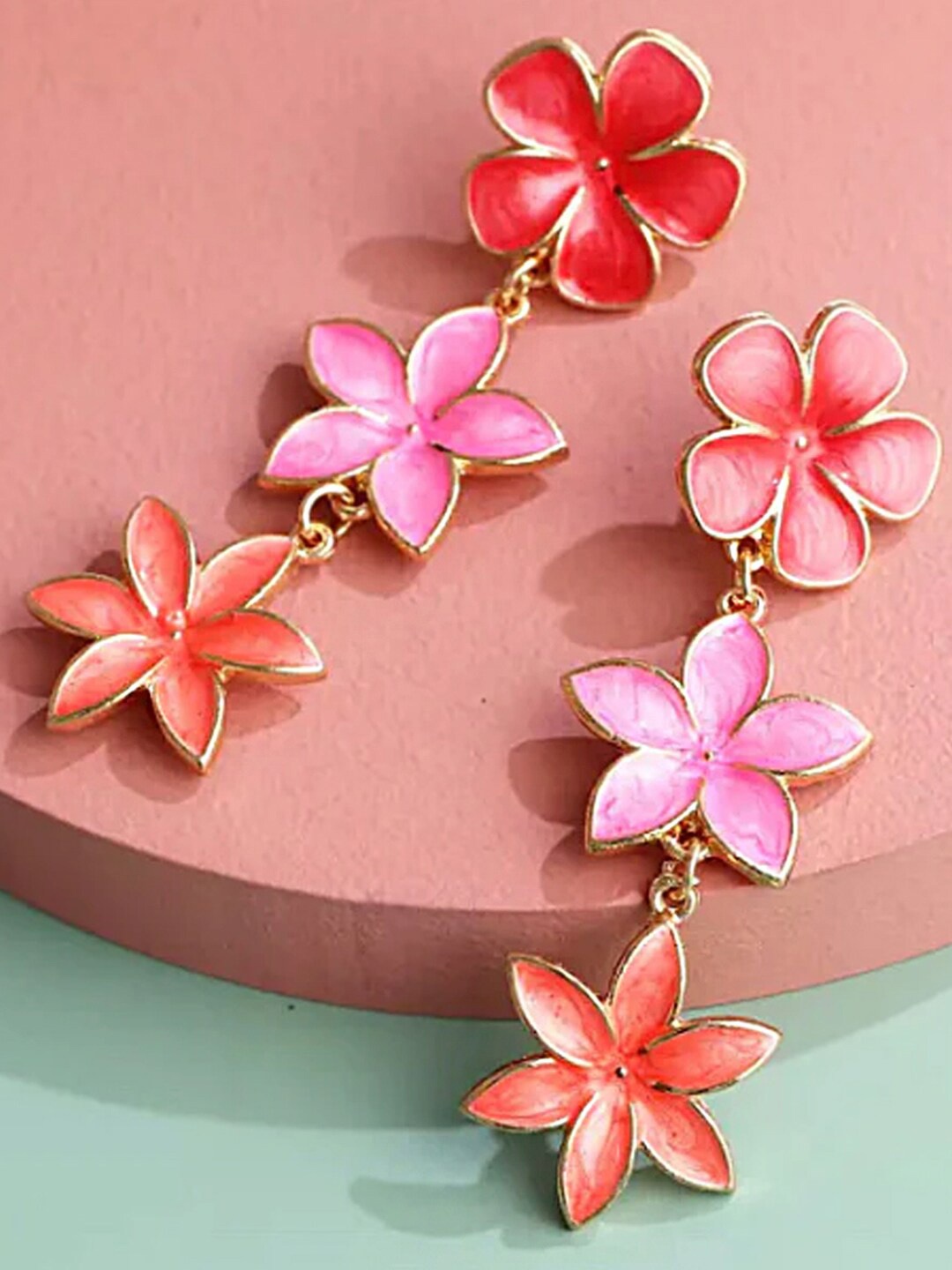 

Yellow Chimes Gold Plated Floral Drop Earrings