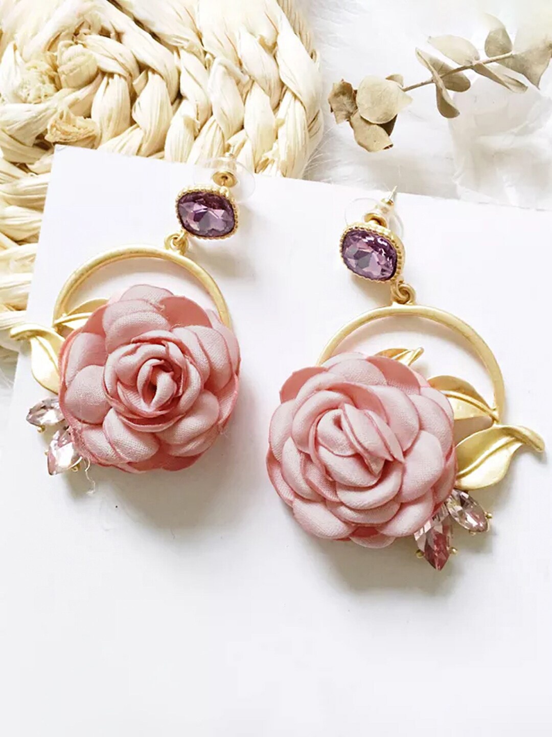 

Yellow Chimes Gold Plated Floral Drop Earrings