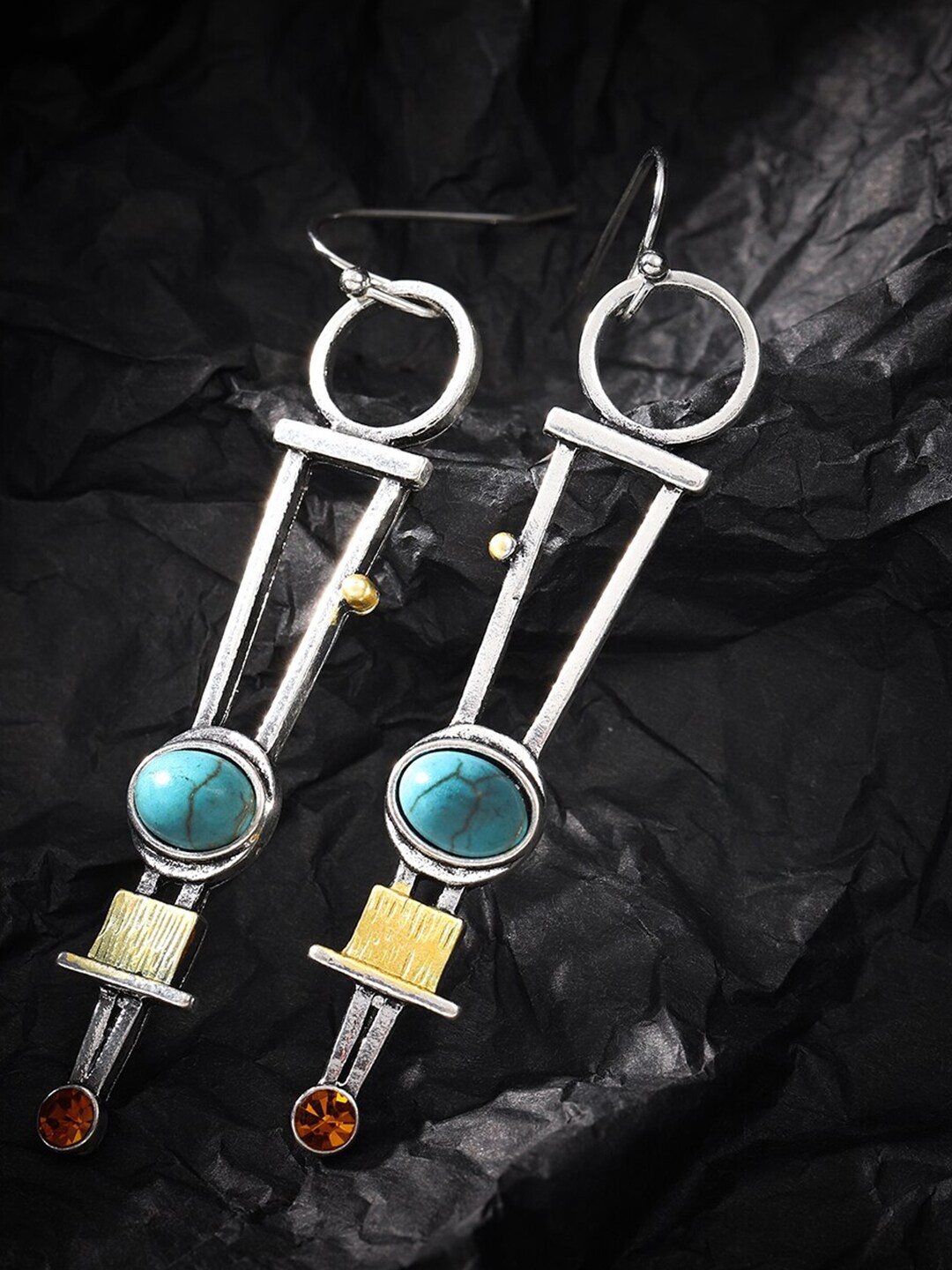 

Yellow Chimes Silver-Plated Contemporary Drop Earrings