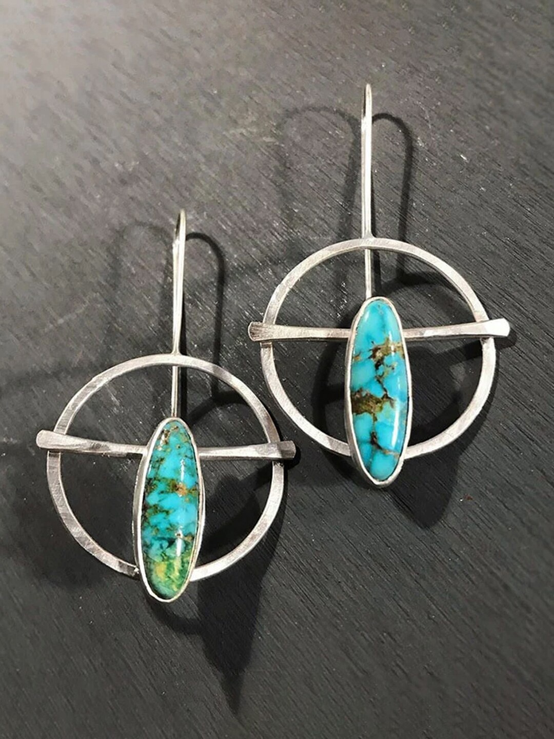 

Yellow Chimes Silver Plated Circle Drop Earrings