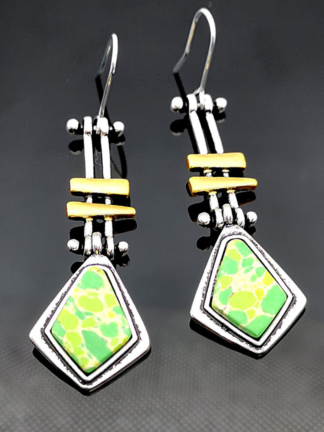 

Yellow Chimes Silver-Plated Contemporary Drop Earrings