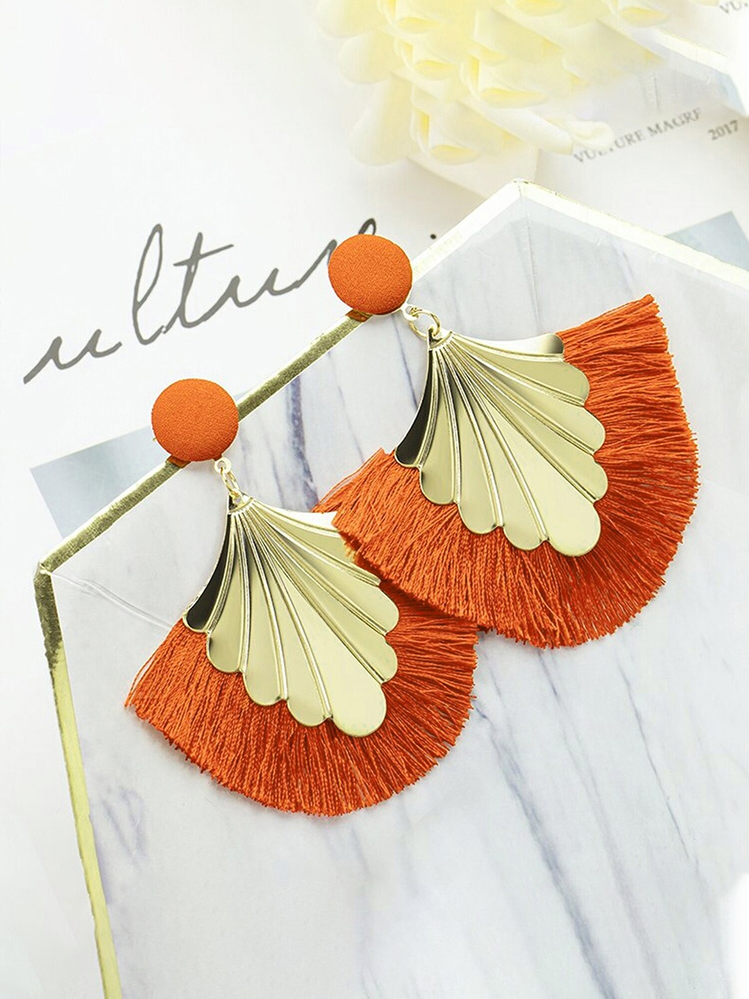 

Yellow Chimes Gold Plated Contemporary Tasselled Drop Earrings