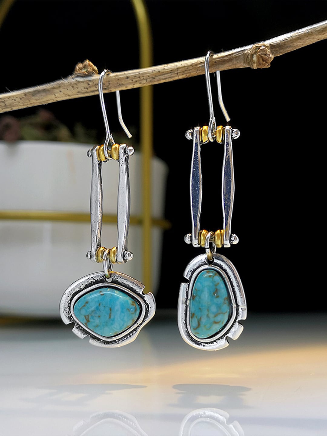 

Yellow Chimes Contemporary Drop Earrings, Blue