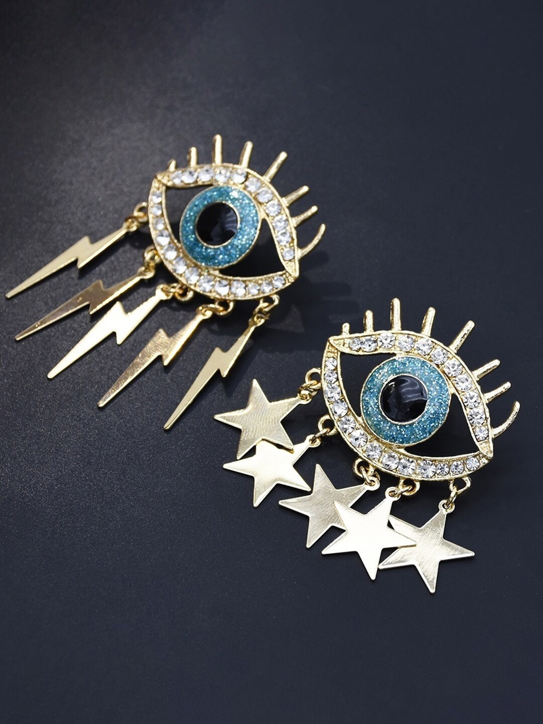 

Yellow Chimes Gold-Plated Evil Eye Contemporary Drop Earrings