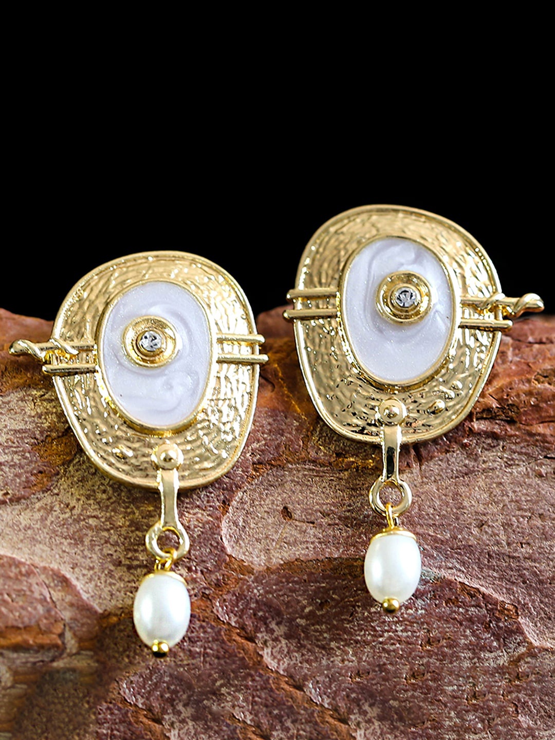 

Yellow Chimes Gold-Plated Contemporary Drop Earrings