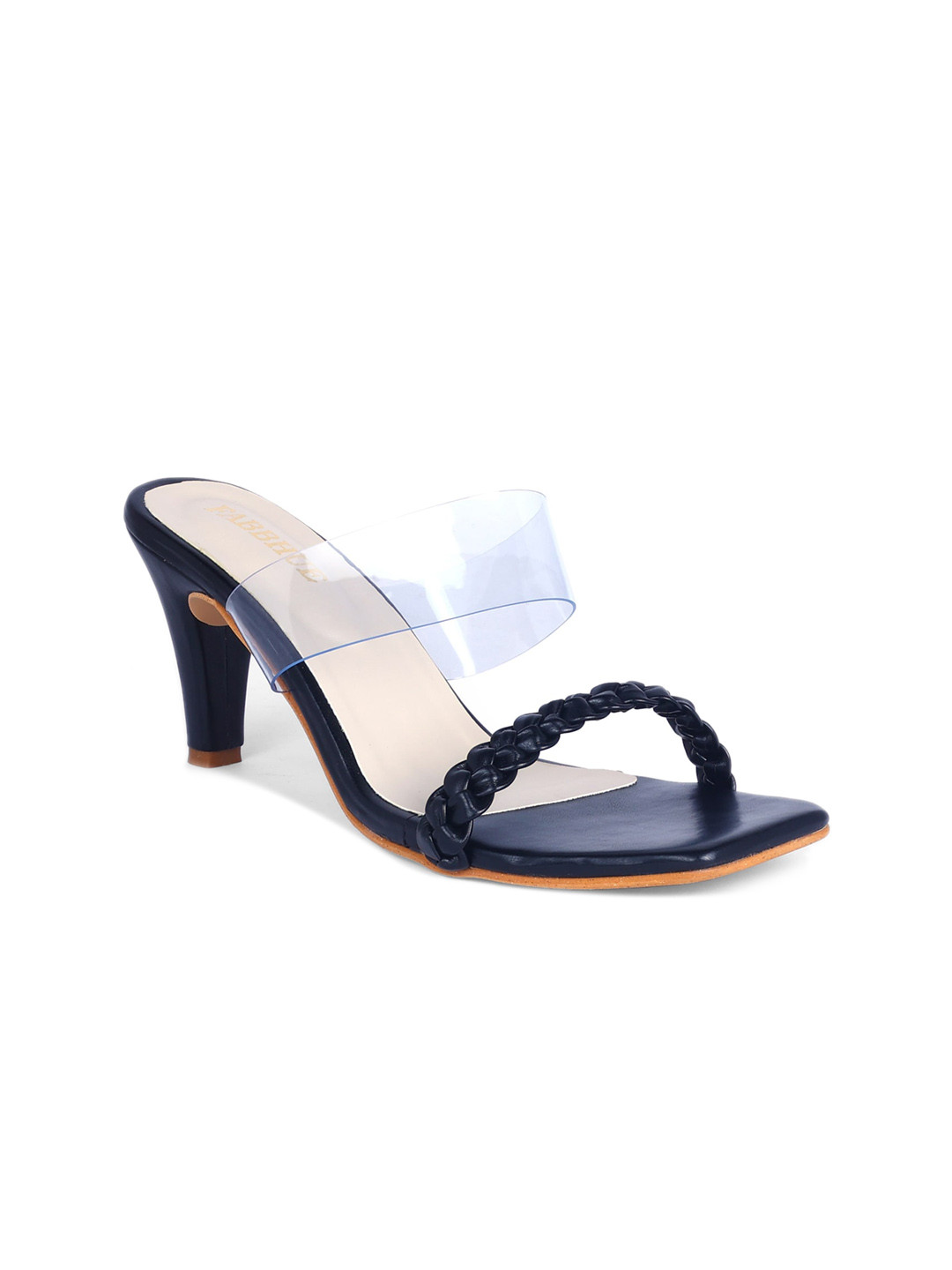 

FABBHUE Open Toe Slip On Slim Heels, Black
