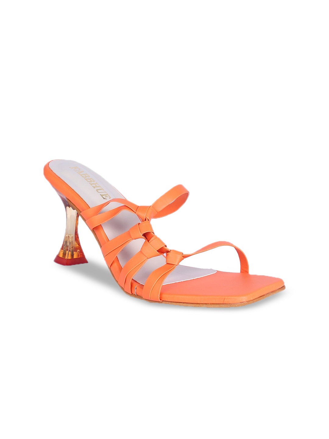 

FABBHUE Knotted Strap Slim Heels, Orange