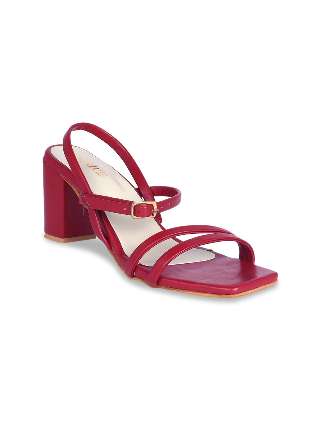 

FABBHUE Strappy Block Heels, Red