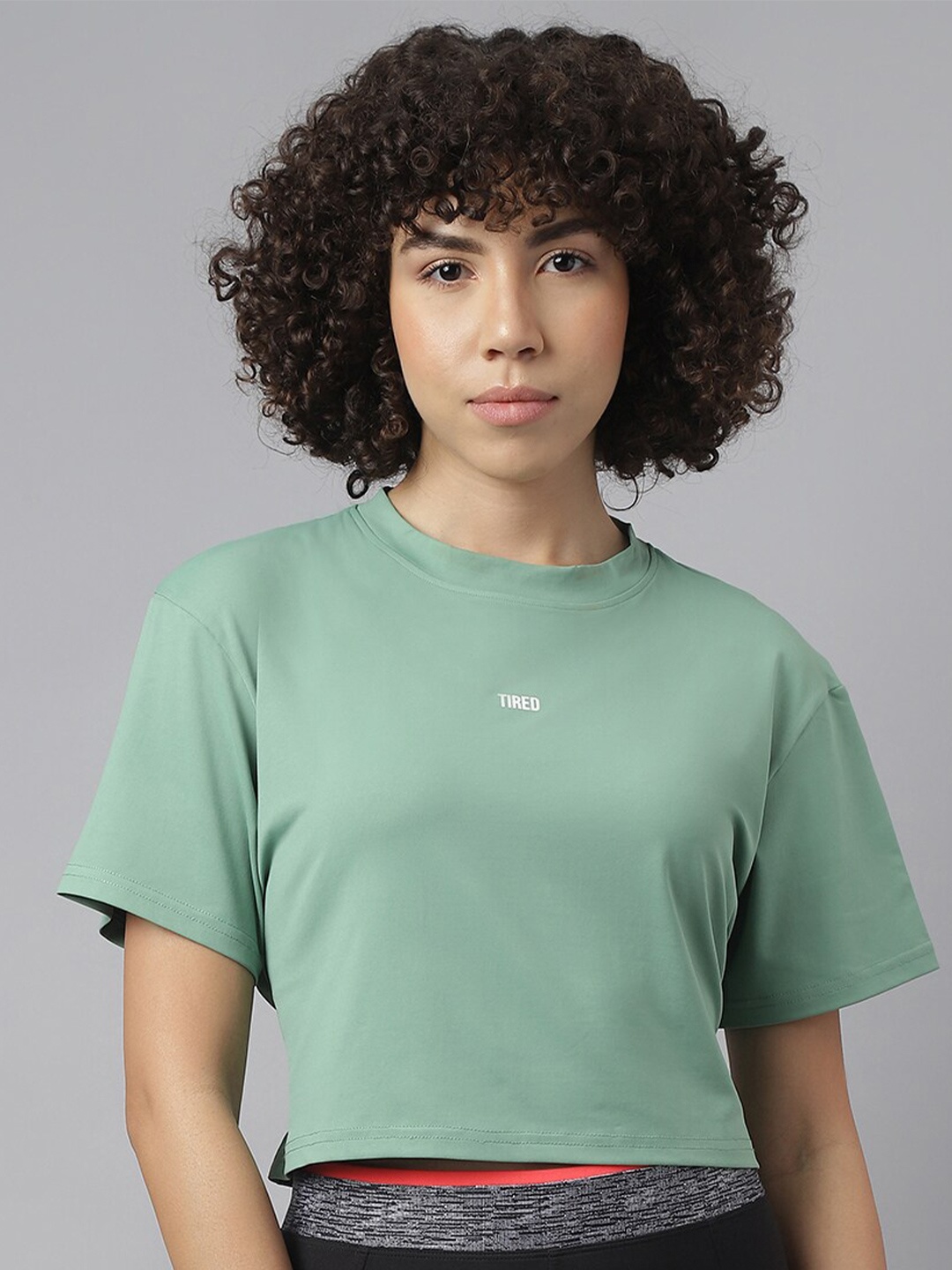 

MKH Round Neck Short Sleeves Dri-FIT Yoga Sports Crop T-shirt, Green