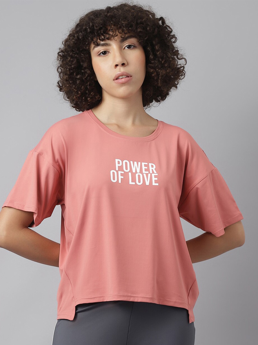 

MKH Typography Printed Dri-FIT Outdoor Sports T-shirt, Peach