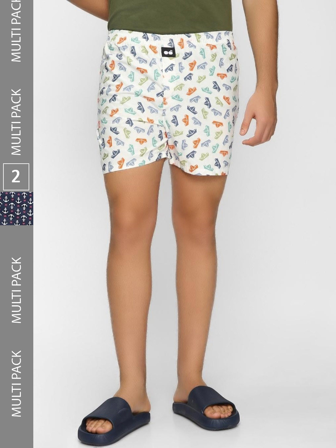 

Bewakoof Pack Of 2 Printed Cotton Boxers, White