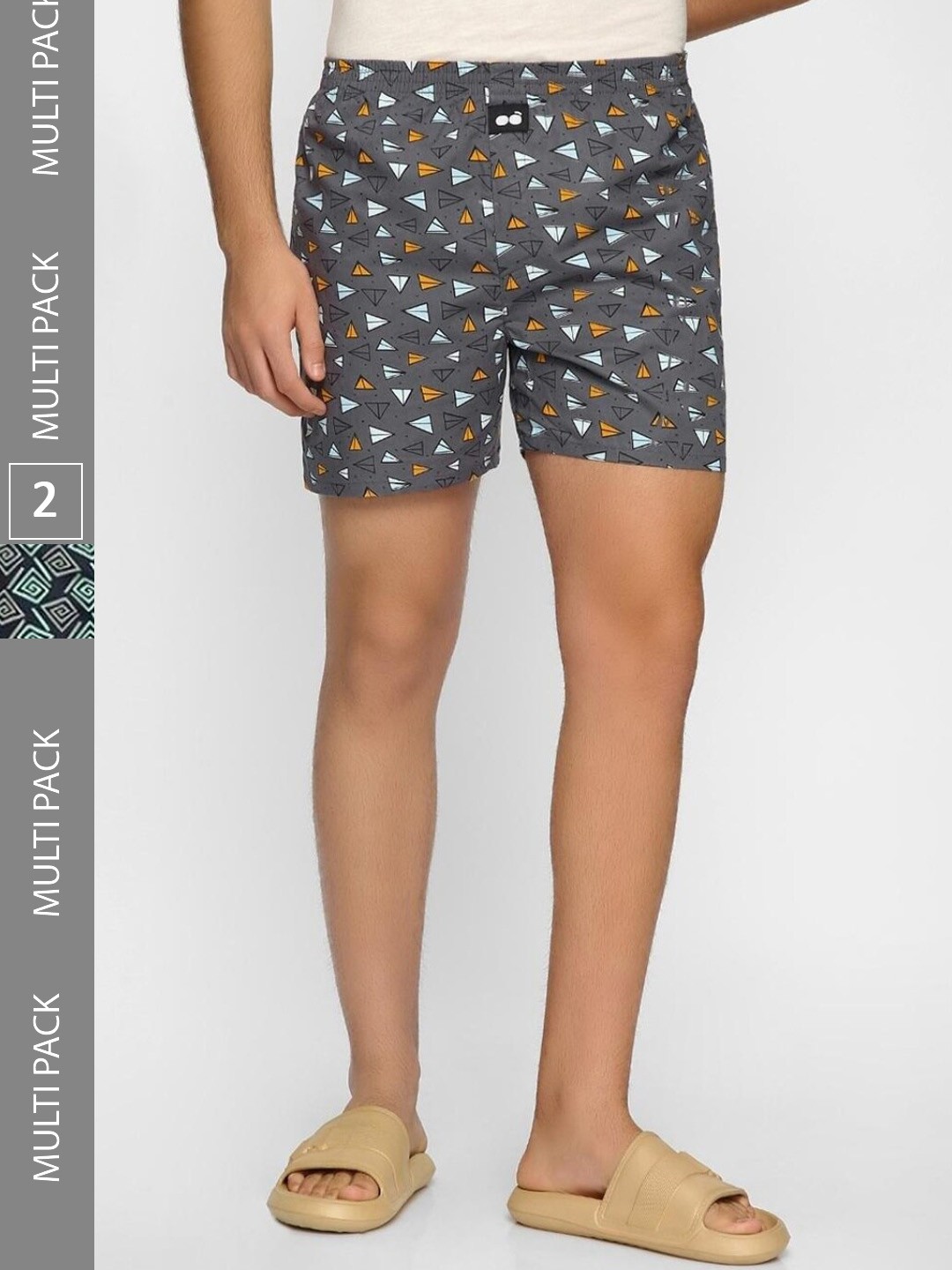

Bewakoof Pack Of 2 Printed Cotton Boxers, Blue