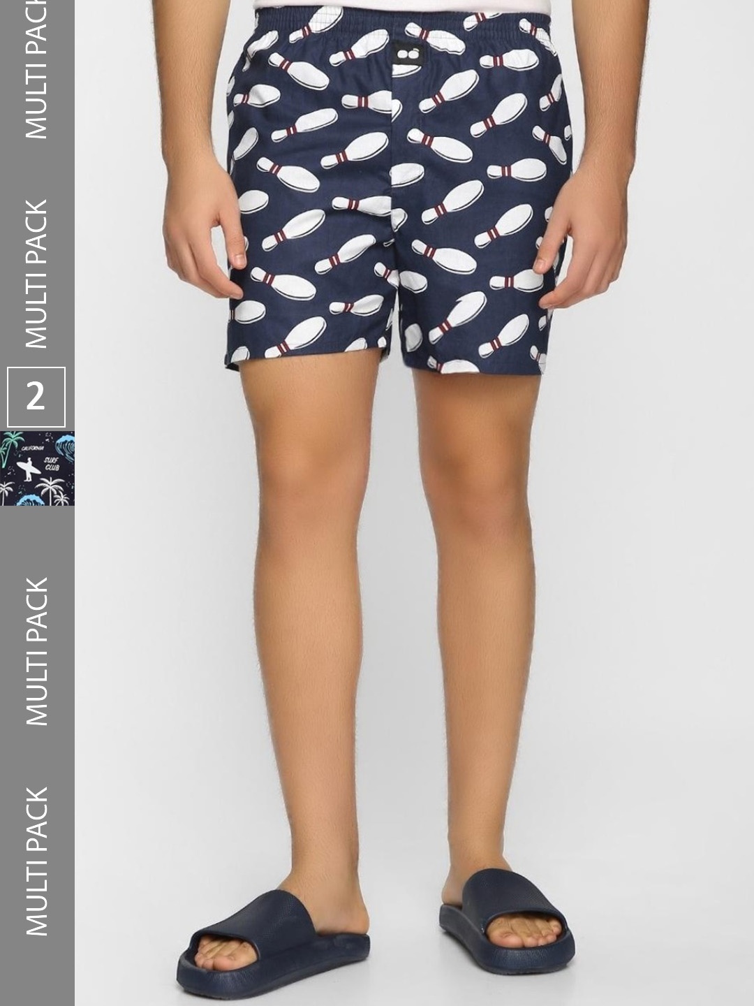 

Bewakoof Men Blue Pack Of 2 Conversational Printed Cotton Boxers
