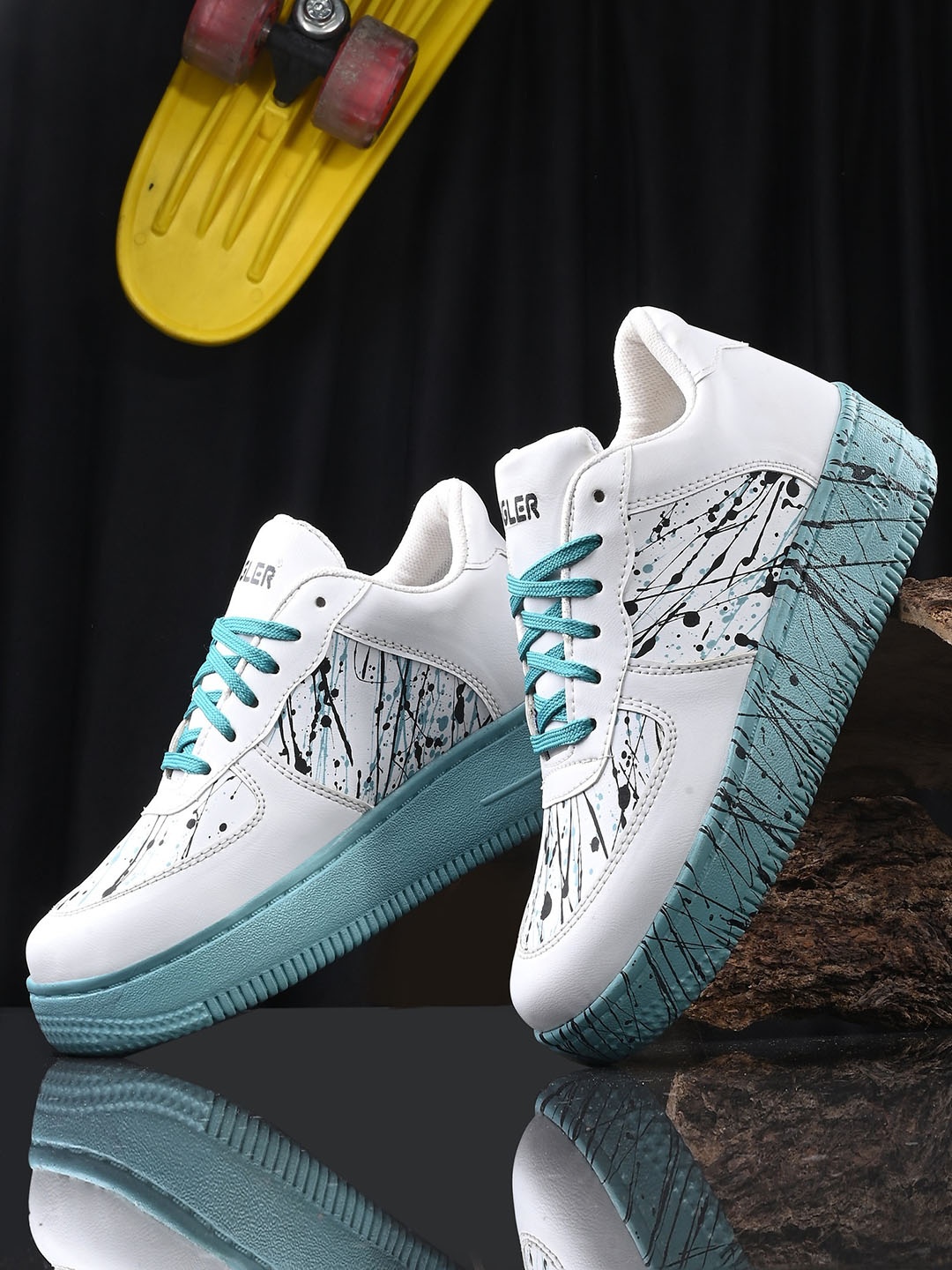 

MENGLER Women Printed Sneakers, White