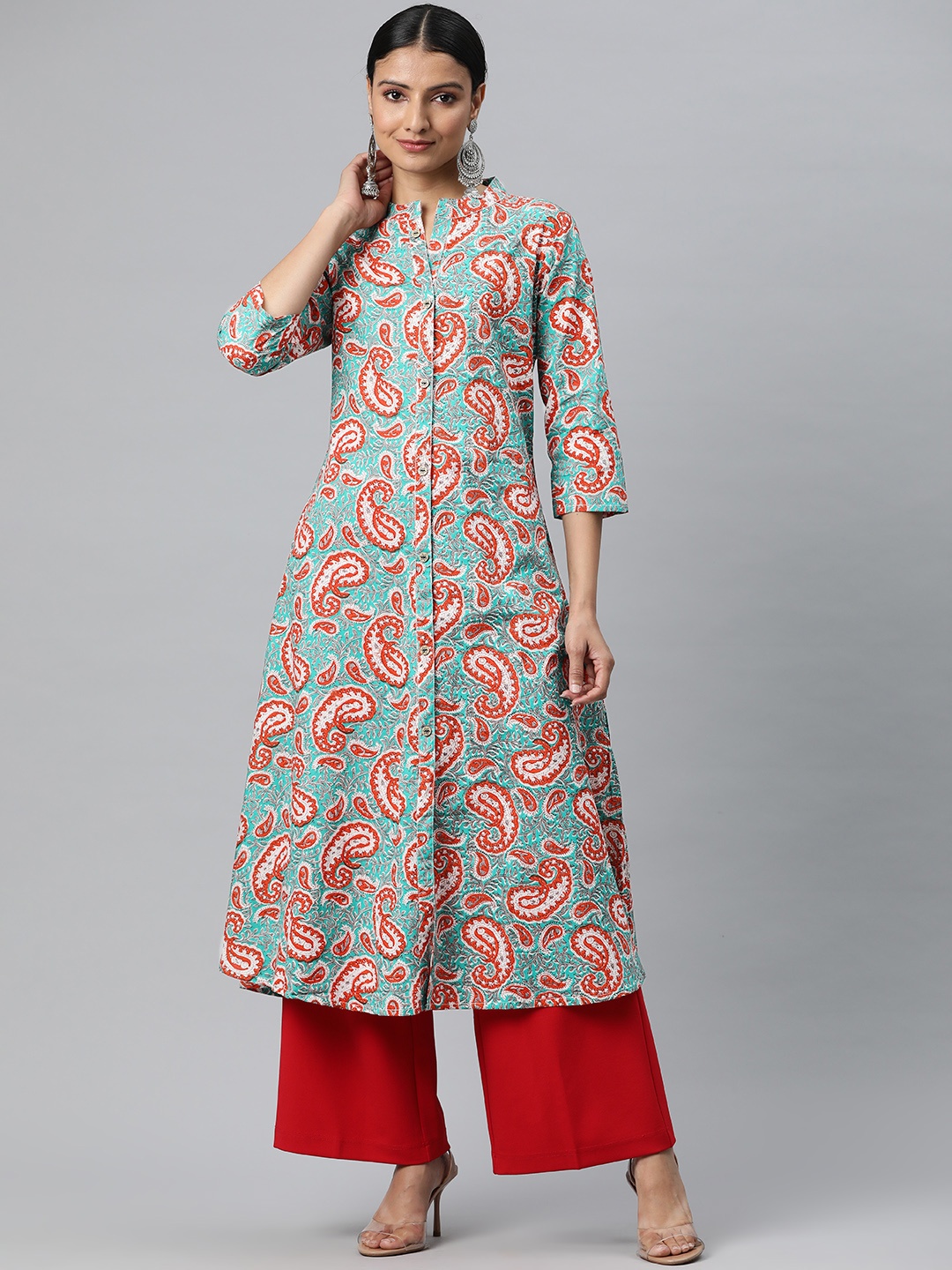 

KALINI Women Green Floral Printed Kurta