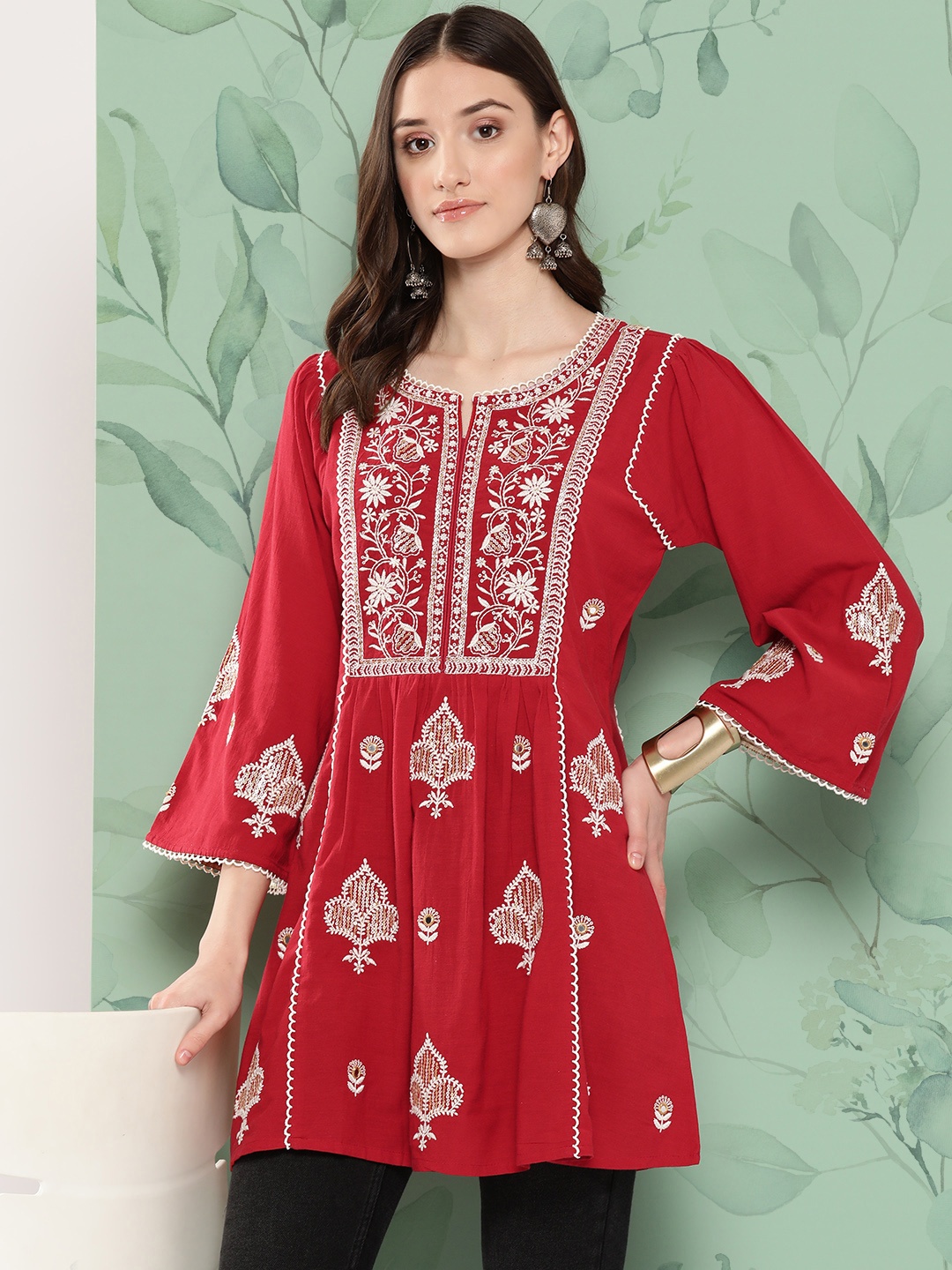 

Nayam By Lakshita Embroidered Ethnic Tunic, Red