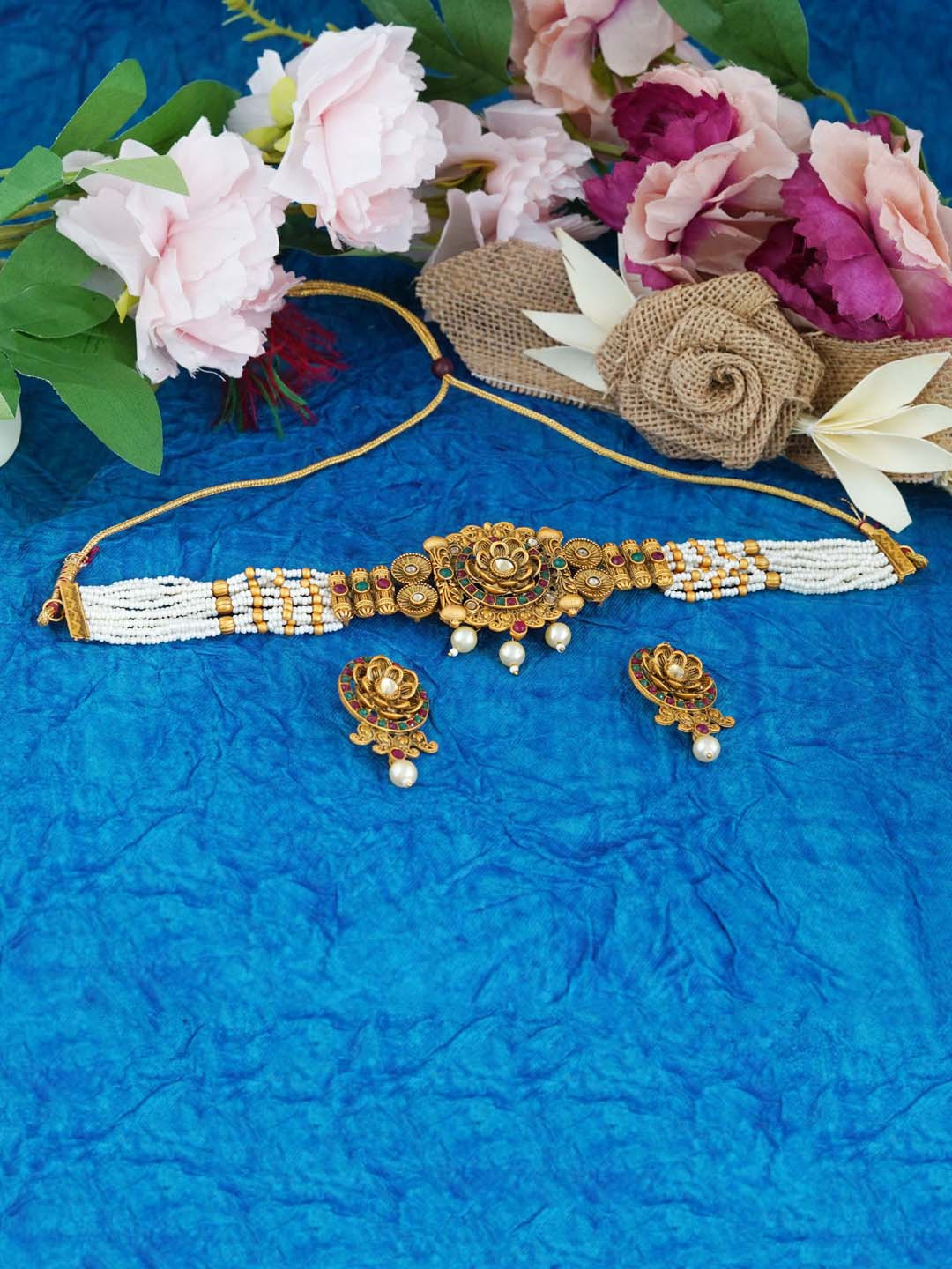 

MANSIYAORANGE Gold-Plated Necklace & Earrings