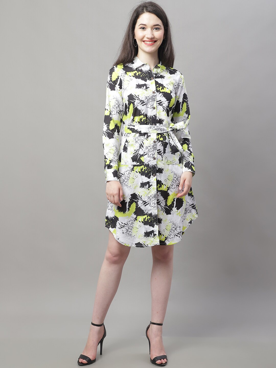 

JAINISH Floral Print A-Line Dress, White