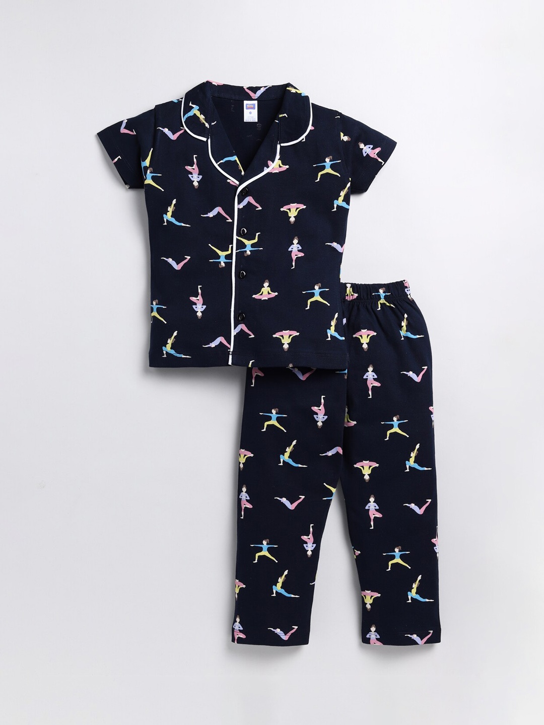 

Nottie Planet Girls Conversational Printed Pure Cotton Night Suit, Navy blue