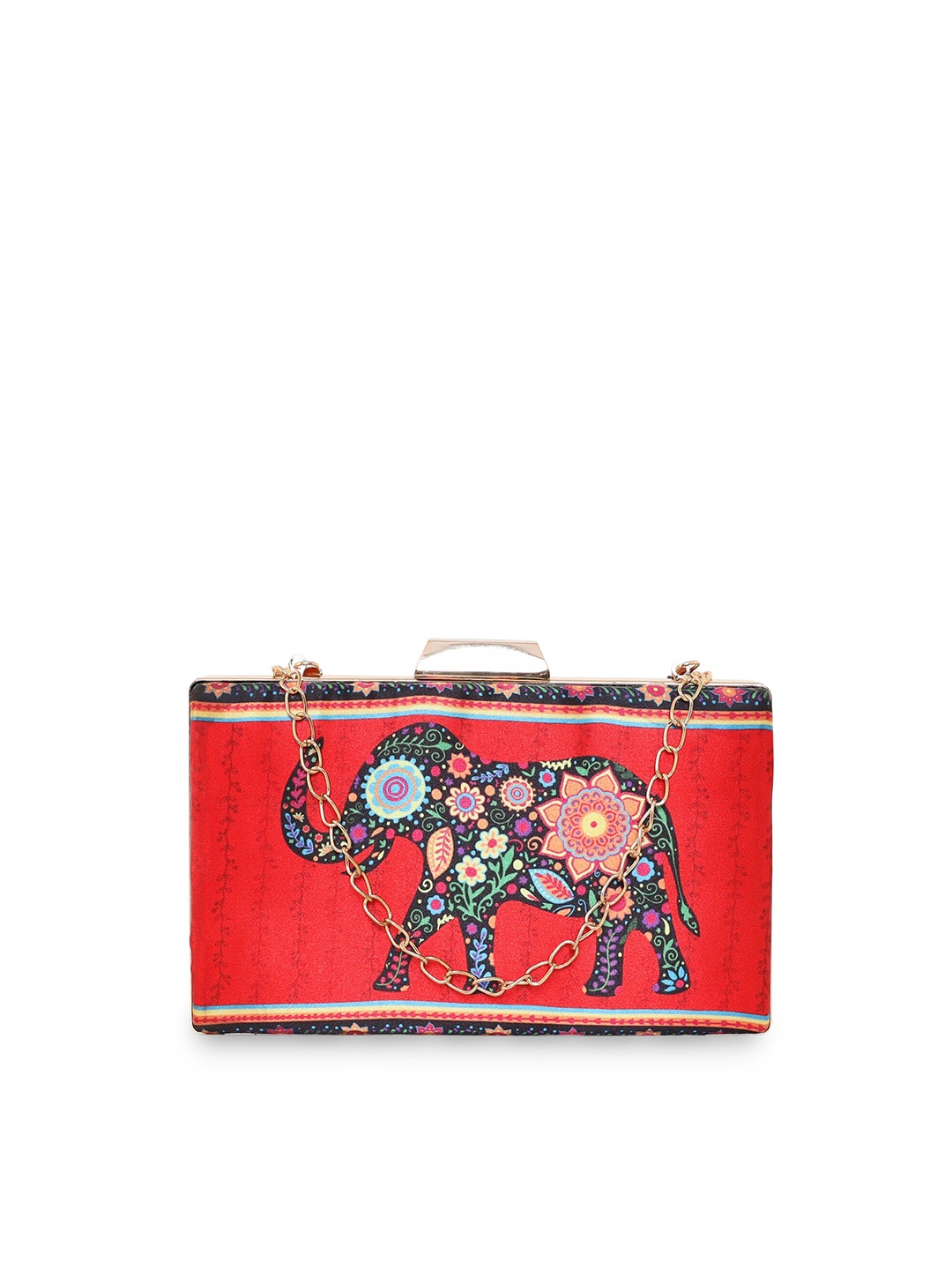 

Sabhyata Printed Water Resistant Box Clutch With Shoulder Strap, Red