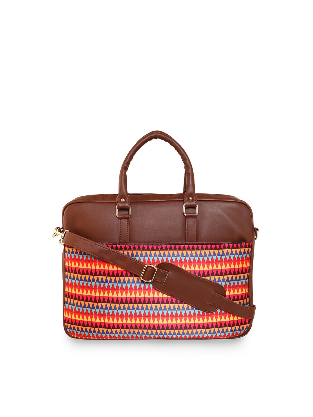 

Sabhyata Printed PU Laptop Bag, Brown