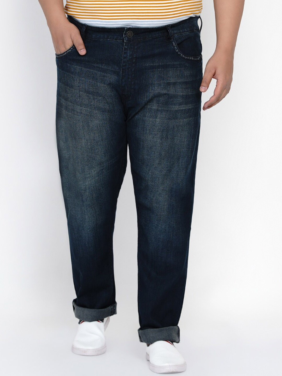 

John Pride Men Plus Size Regular Fit Mid-Rise Stretchable Jeans, Blue
