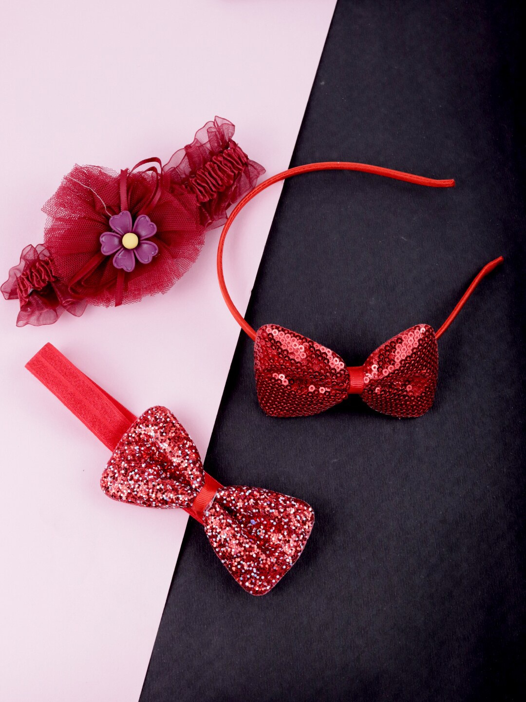 

FIMBUL Girls Set Of 3 Headbands Hair Accessories, Red