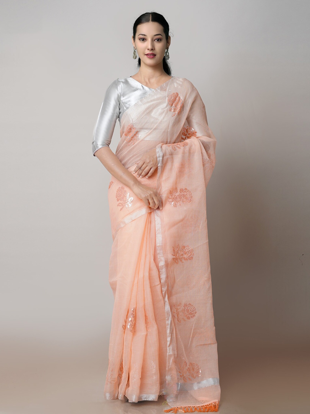 

Unnati Silks Floral Woven Design Pure Cotton Handloom Kota Saree, Orange