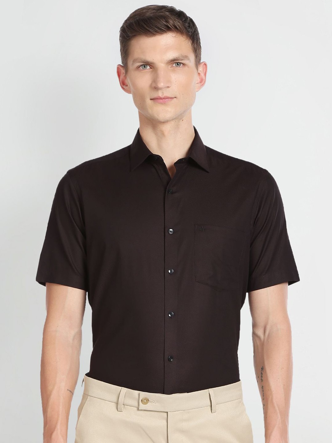 

Arrow Spread Collar Pure Cotton Formal Shirt, Brown