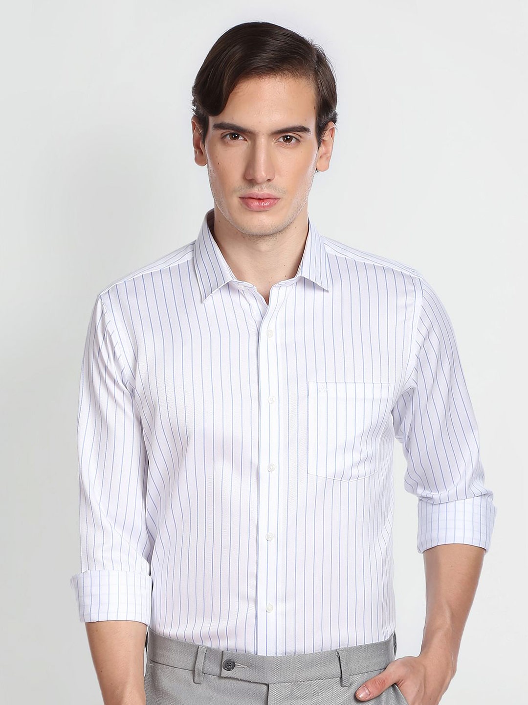 

Arrow Vertical Striped Pure Cotton Formal Shirt, White