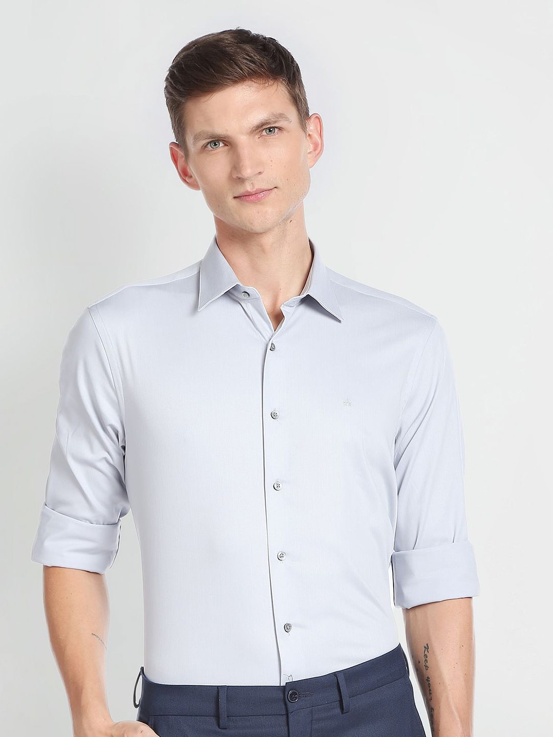 

Arrow Spread Collar Pure Cotton Shirt, Grey