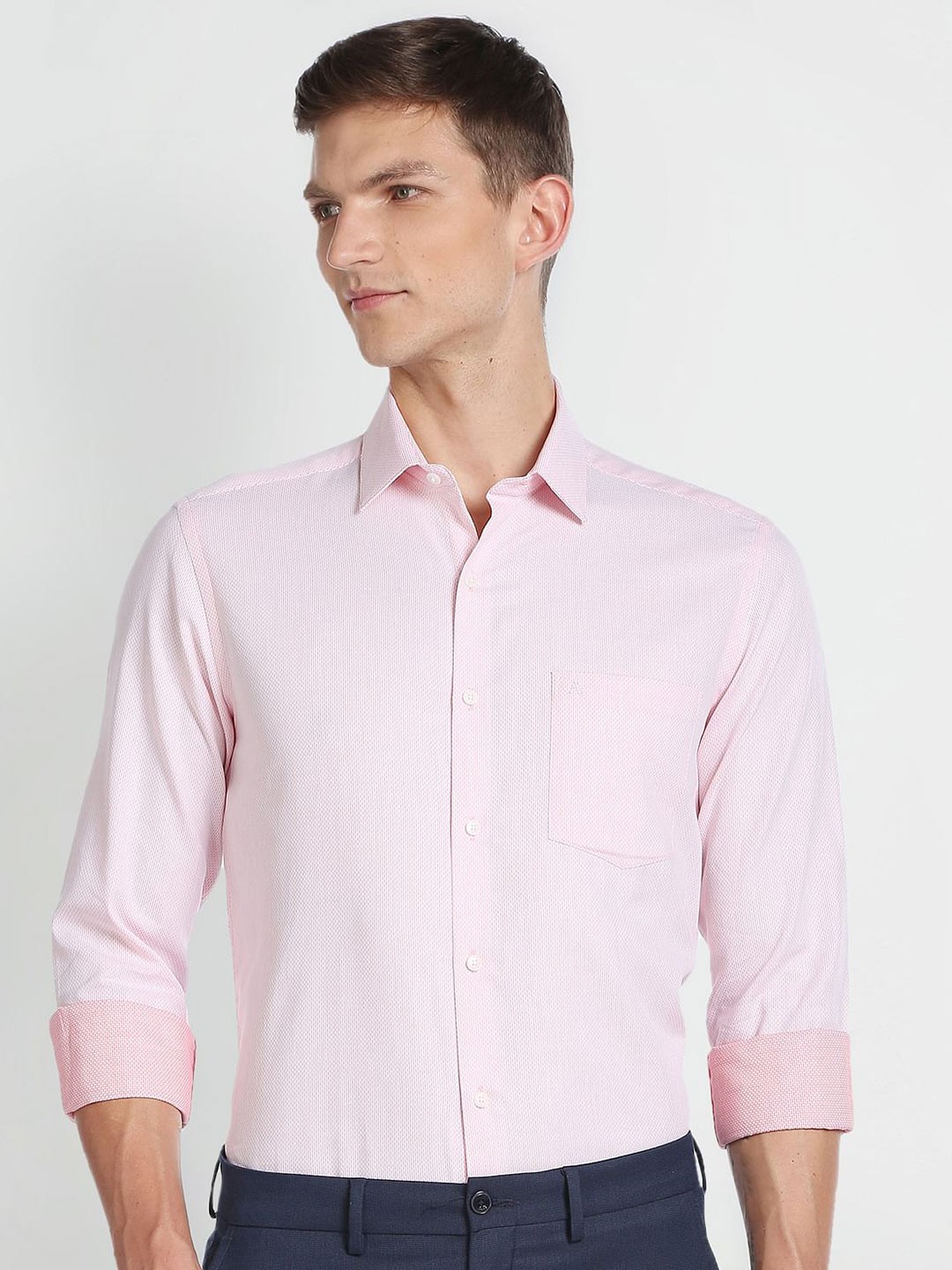 

Arrow Self Designed Spread Collar Pure Cotton Shirt, Pink