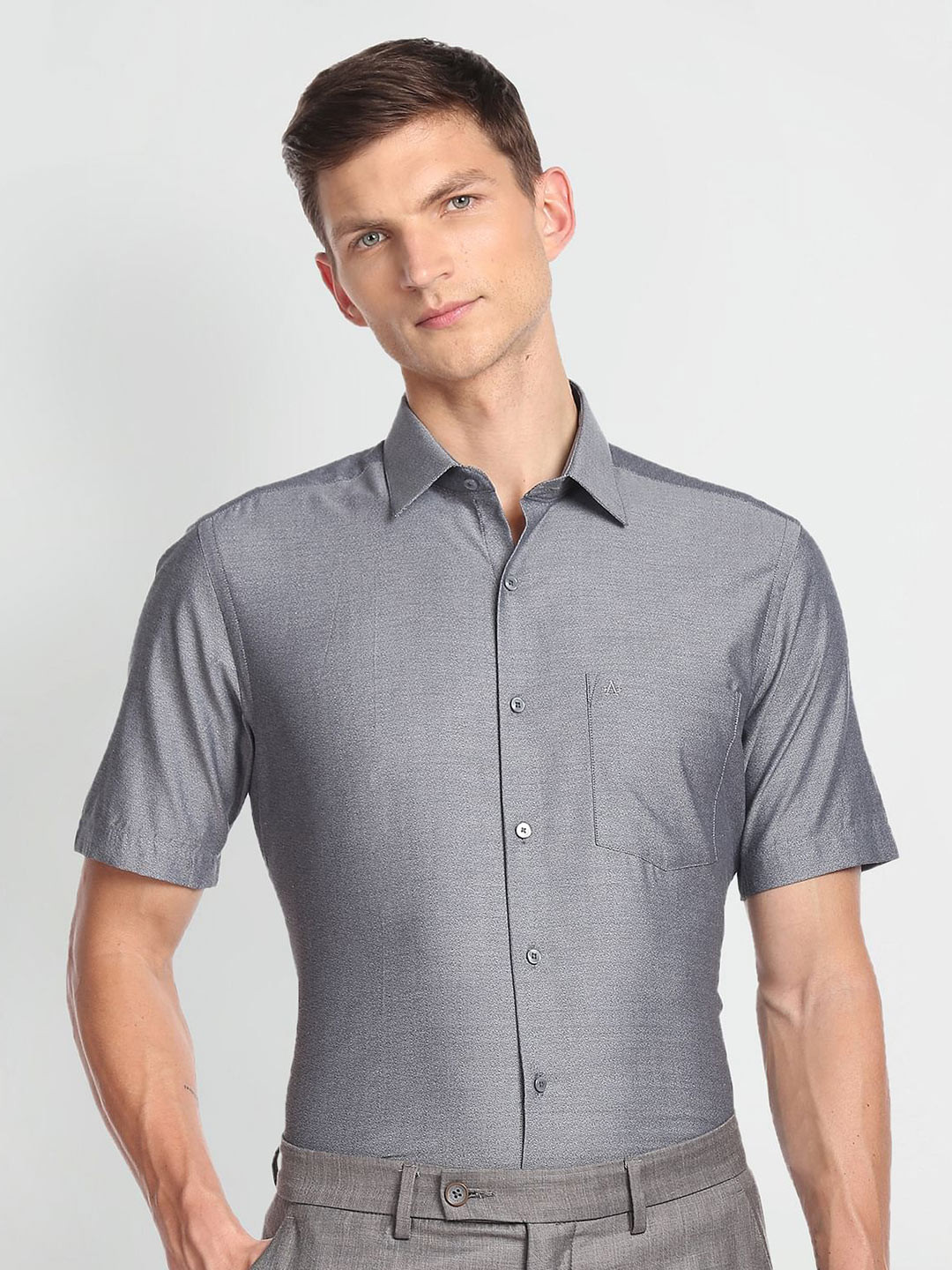 

Arrow Spread Collar Cotton Casual Shirt, Charcoal