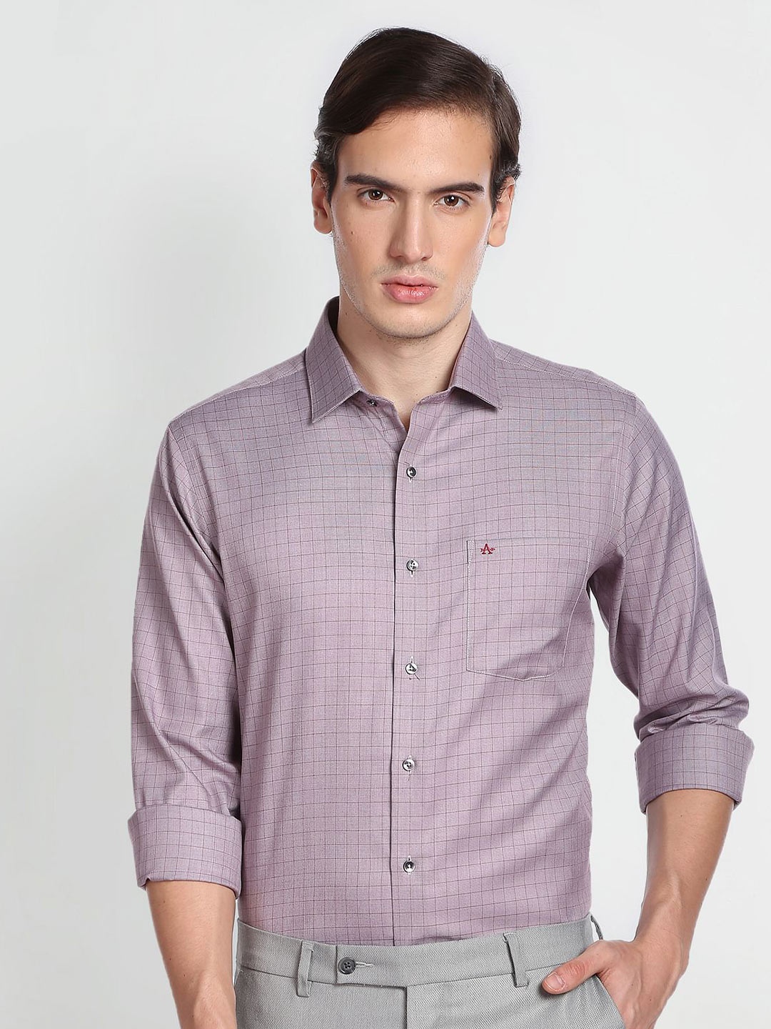 

Arrow Windowpane Checked Pure Cotton Formal Shirt, Pink