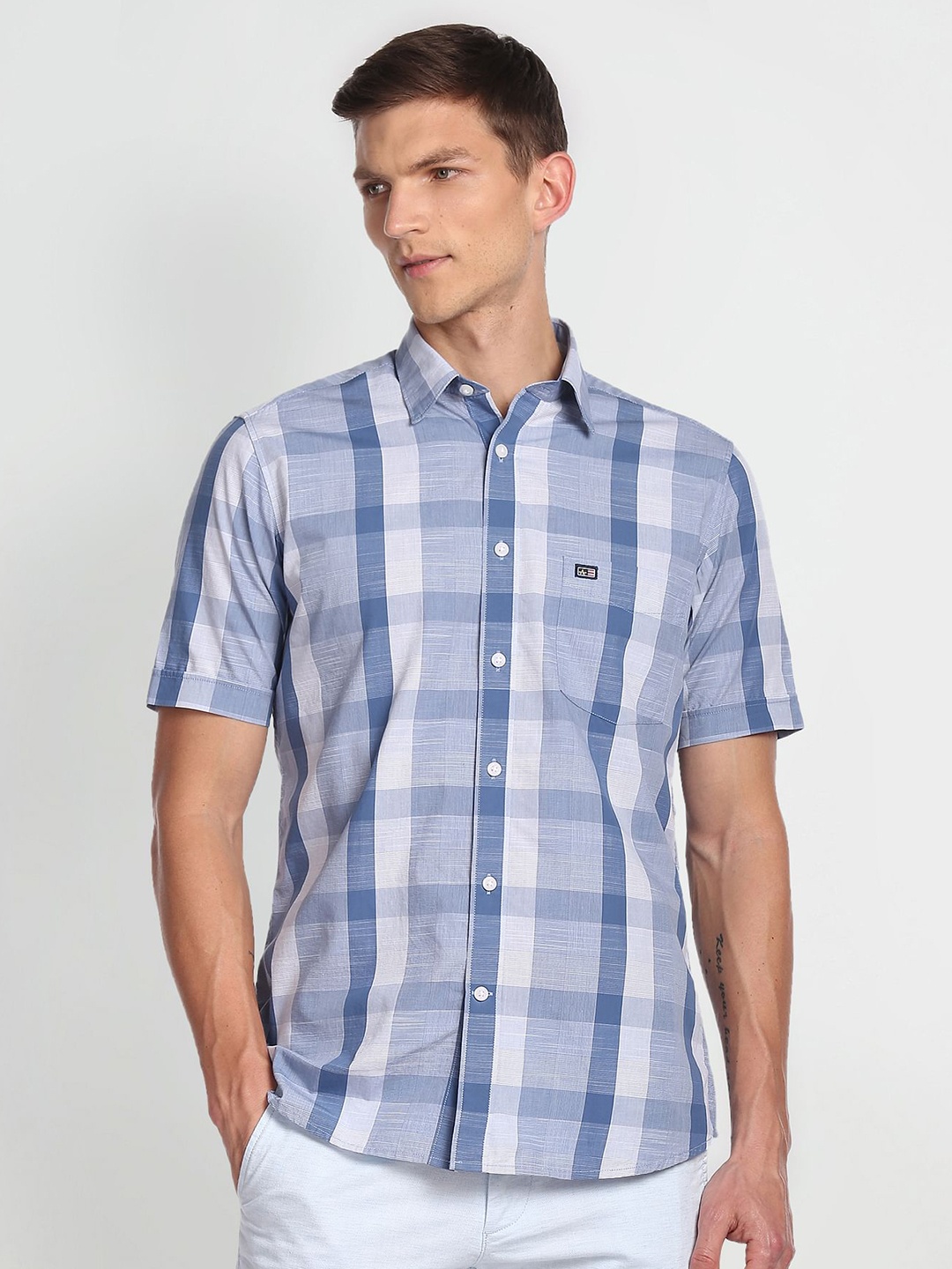 

Arrow Sport Buffalo Checked Pure Cotton Casual Shirt, Blue