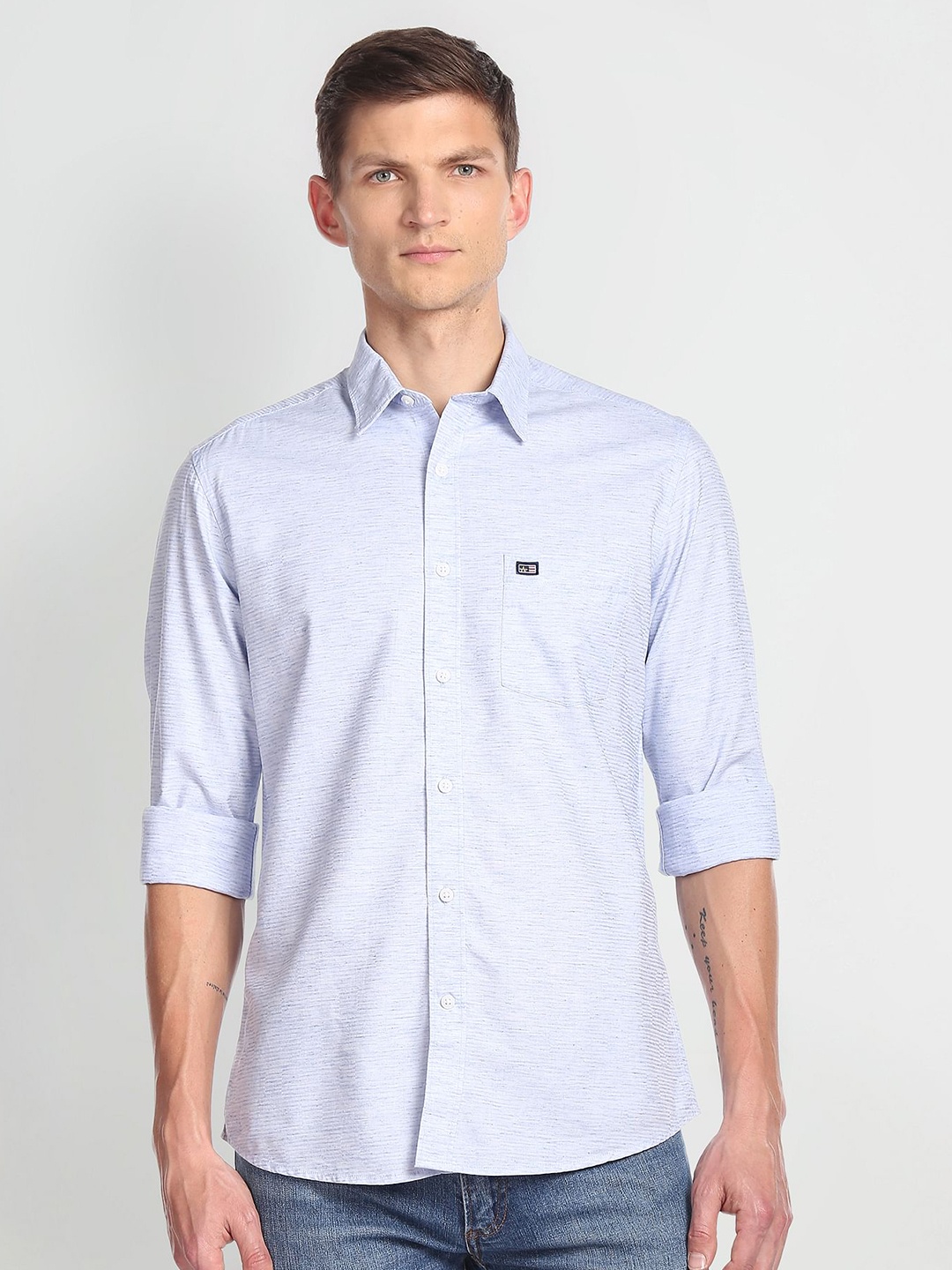 

Arrow Sport Horizontal Striped Cotton Casual Shirt, Blue