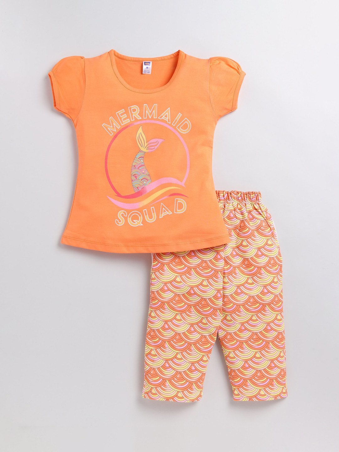 

Nottie Planet Girls Graphic Printed Pure Cotton Night Suit, Coral