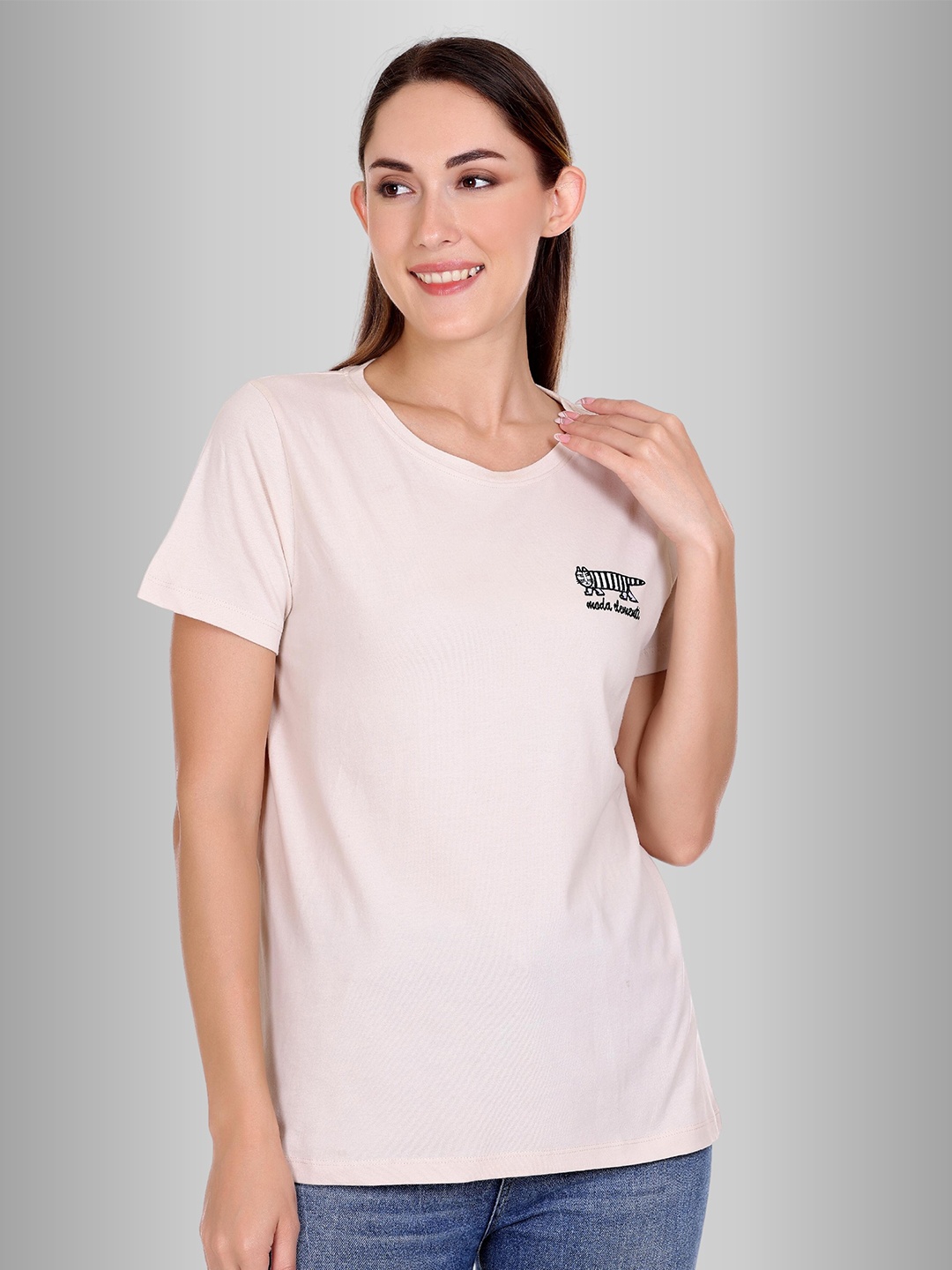 

Moda Elementi Graphic Printed T-shirt, Beige