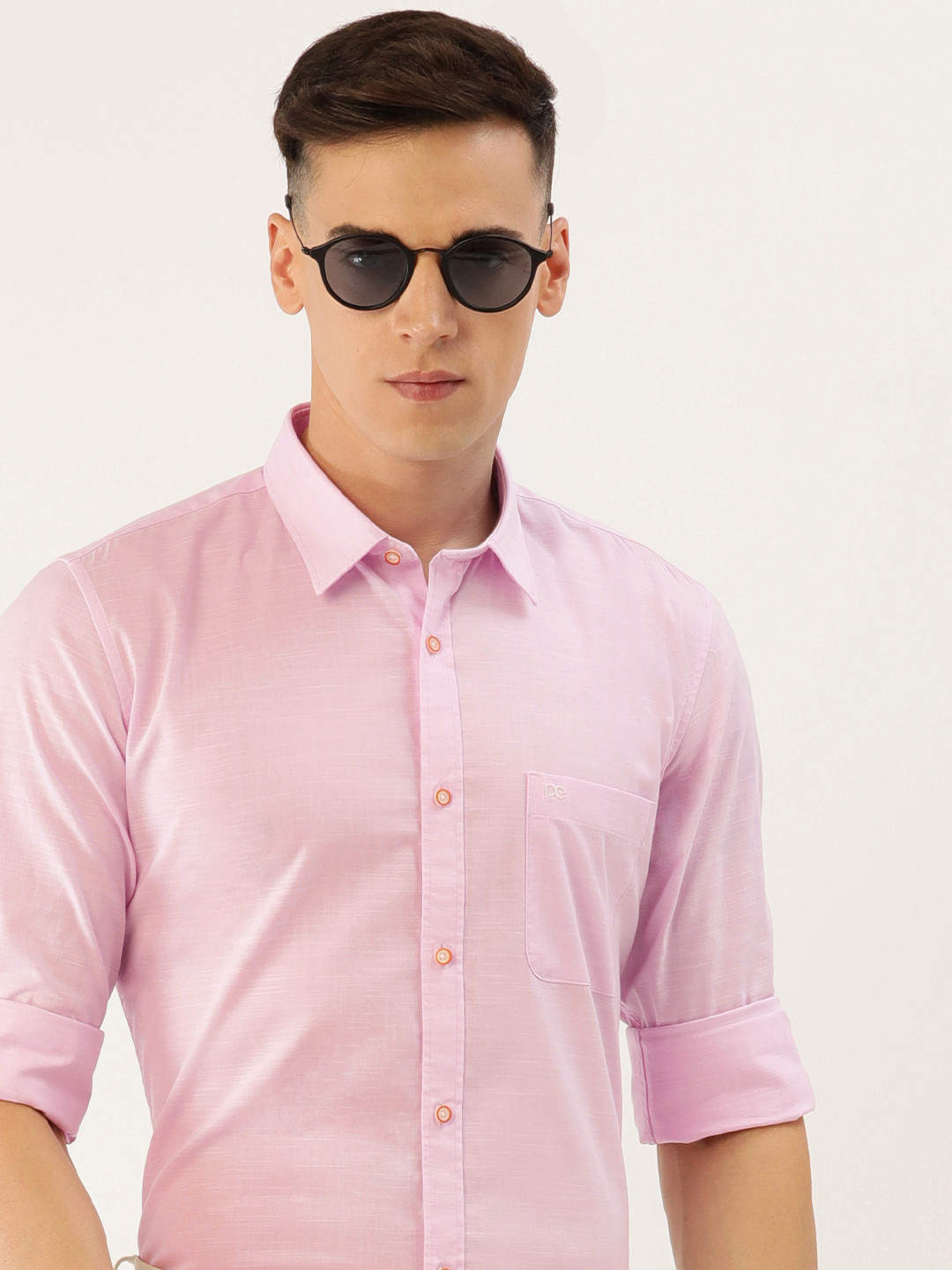 

Peter England Men Slim Fit Opaque Formal Shirt, Pink