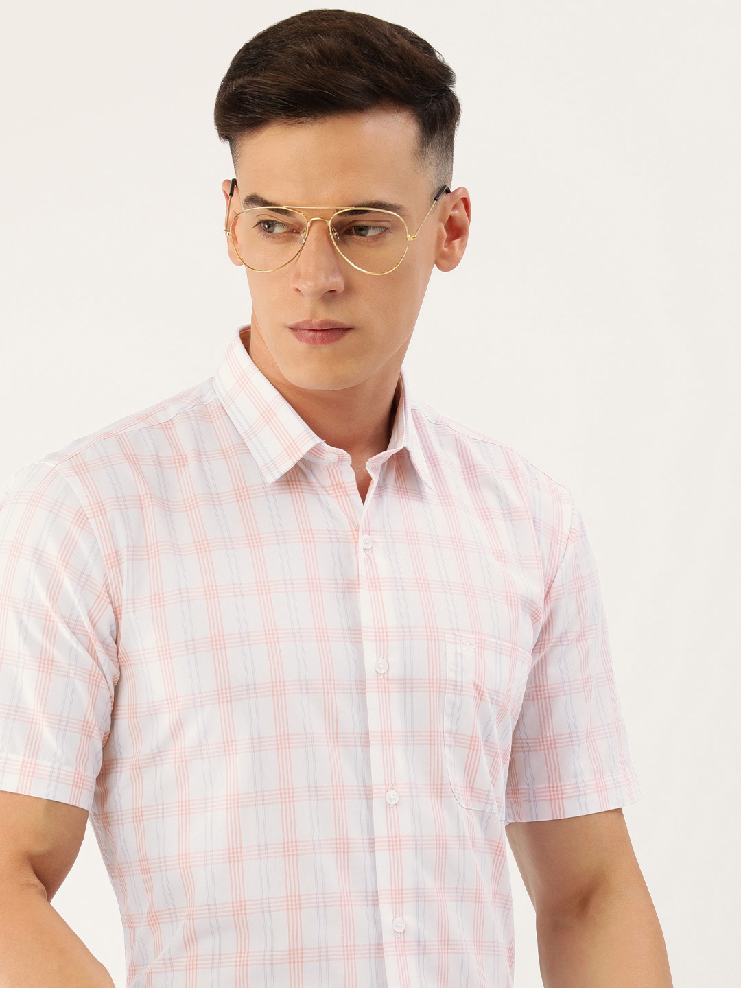 

Peter England Men Tartan Checked Formal Shirt, White